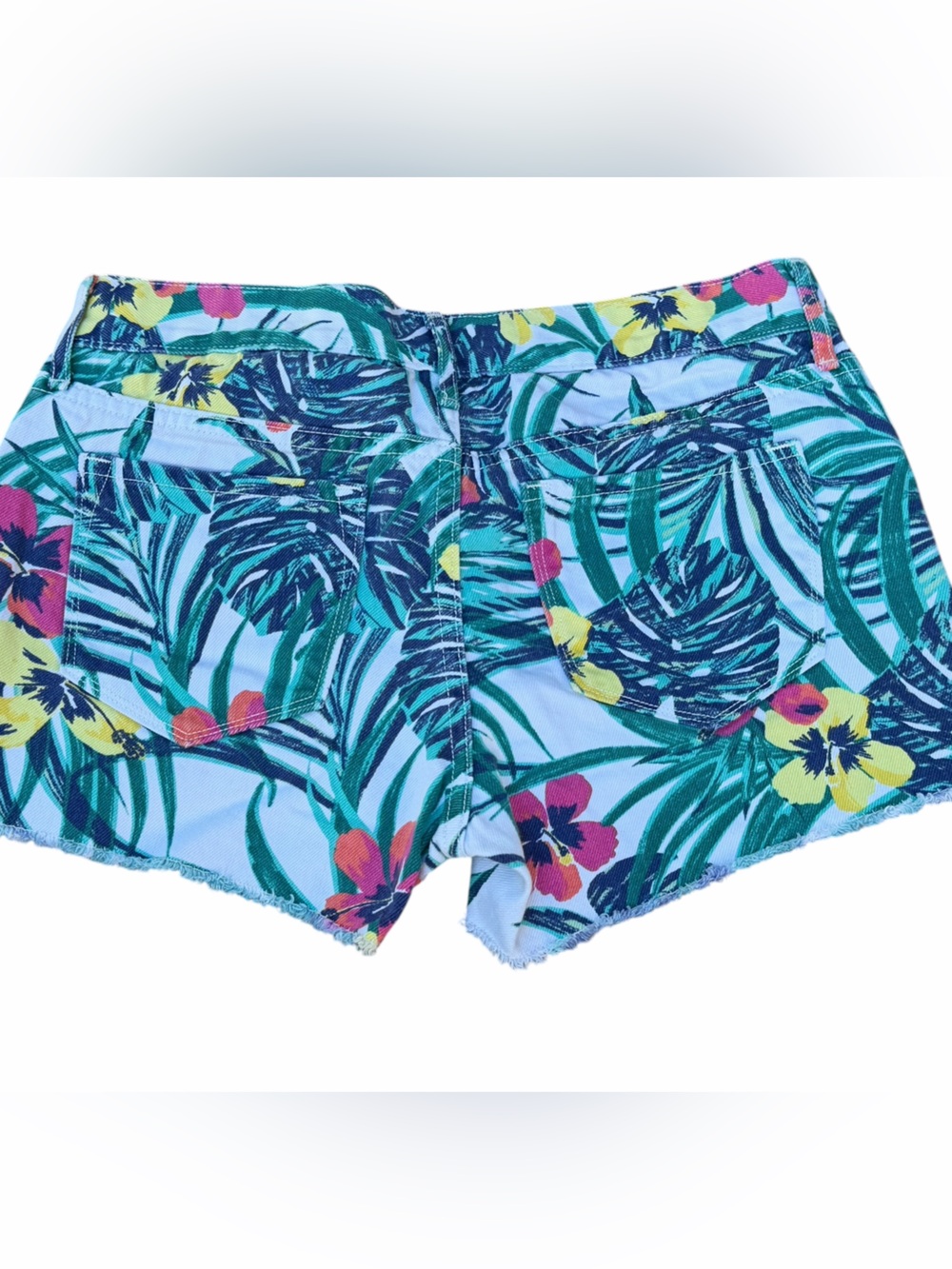 Old Navy Tropical Floral Blue Women's cutoff Denim Shorts size 4